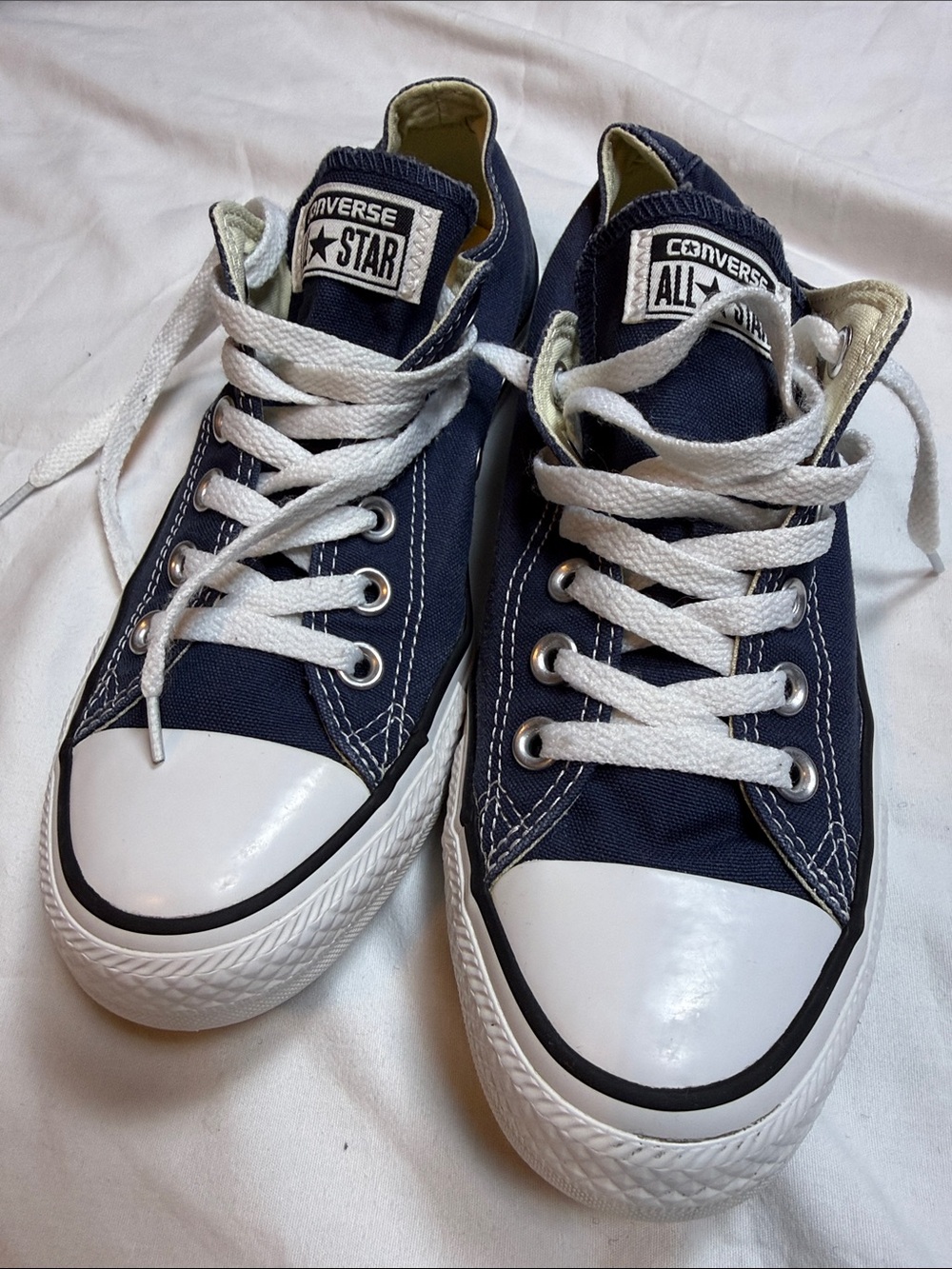 Converse Navy Blue and White Chuck Taylor All Star Low Top Sneakers